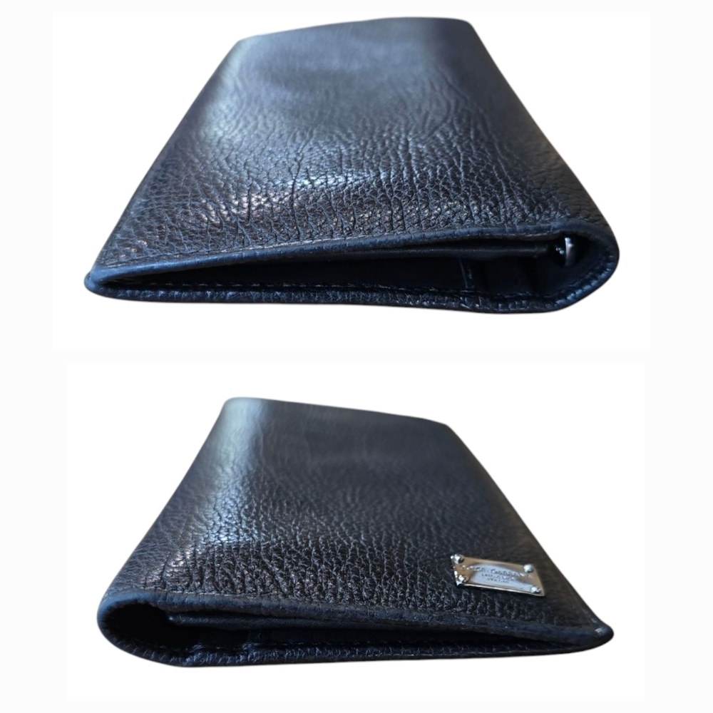 Dolce & Gabbana Black Pebbled Leather Bifold Long Unisex Wallet - Picture 4 of 13